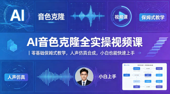 AI音色克隆全实操视频课｜零基础保姆式教学，人声仿真合成，小白也能快速上手-琴书聊项目