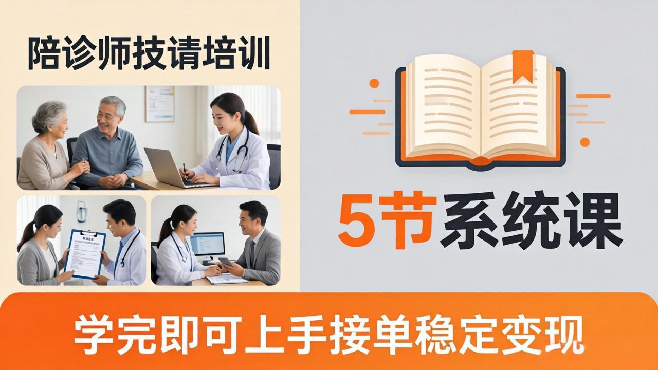 想做陪诊师不知从何下手？5节系统课教你掌握核心技能，学完即可上手接单稳定变现-琴书聊项目