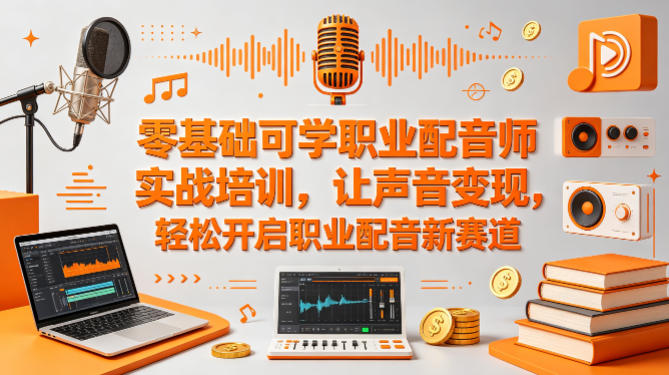零基础可学职业配音师实战培训，让声音变现，轻松开启职业配音新赛道-琴书聊项目