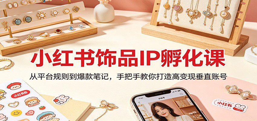 小红书饰品IP孵化课：从平台规则到爆款笔记，手把手教你打造高变现垂直账号-琴书聊项目