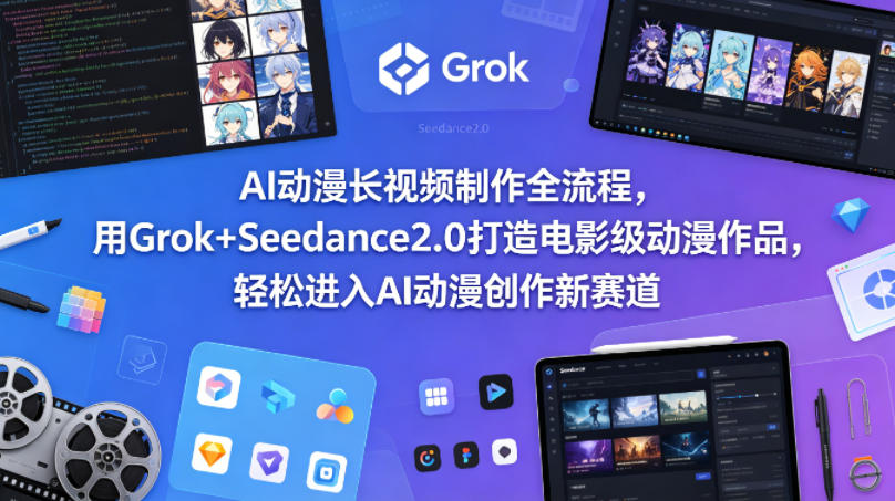 AI动漫长视频制作全流程，用Grok+Seedance2.0打造电影级动漫作品，轻松进入AI动漫创作新赛道-琴书聊项目