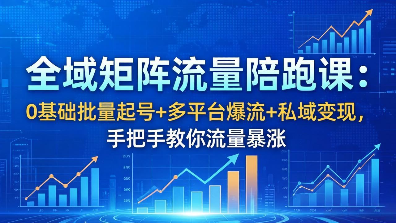 全域矩阵流量陪跑课：0基础批量起号+多平台爆流+私域变现，手把手教你流量暴涨-琴书聊项目