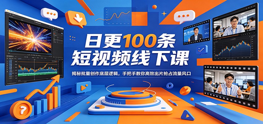 日更100条短视频线下课：揭秘批量创作底层逻辑，手把手教你高效出片抢占流量风口-琴书聊项目