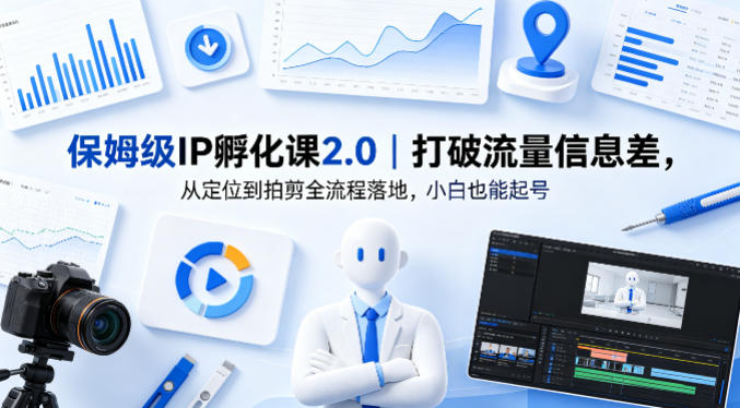 保姆级IP孵化课2.0｜打破流量信息差，从定位到拍剪全流程落地，小白也能起号-琴书聊项目