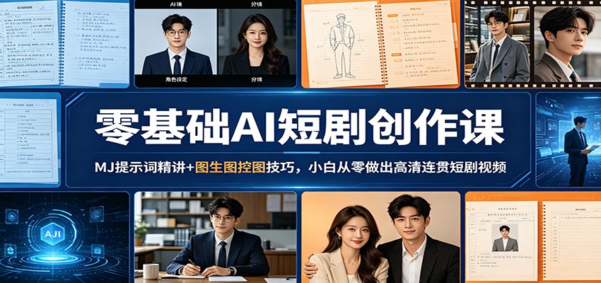 零基础AI短剧创作课：MJ提示词精讲+图生图控图技巧，小白从零做出高清连贯短剧视频-琴书聊项目