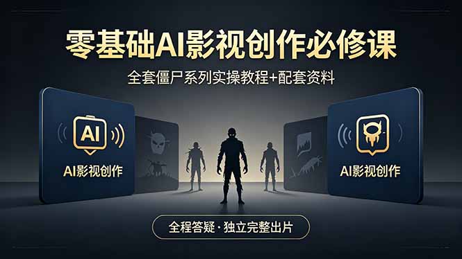 零基础AI影视创作必修课，全套僵尸系列实操教程加配套资料，全程答疑带你独立完整出片-琴书聊项目