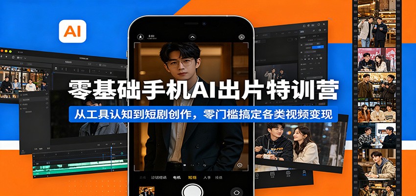 零基础手机AI出片特训营：从工具认知到短剧创作，零门槛搞定各类视频变现-琴书聊项目