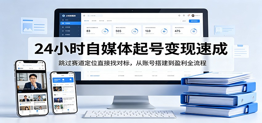 24小时自媒体起号变现速成，跳过赛道定位直接找对标，从账号搭建到盈利全流程-琴书聊项目