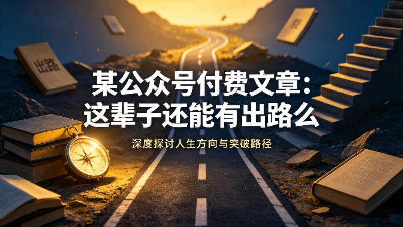 某公众号付费文章：这辈子还能有出路么-琴书聊项目