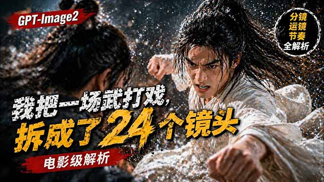 用GPT-Image2，把一段武打对决拆成24个连续镜头，从人物建立、动作衔接、运镜节奏，到情绪爆发-琴书聊项目