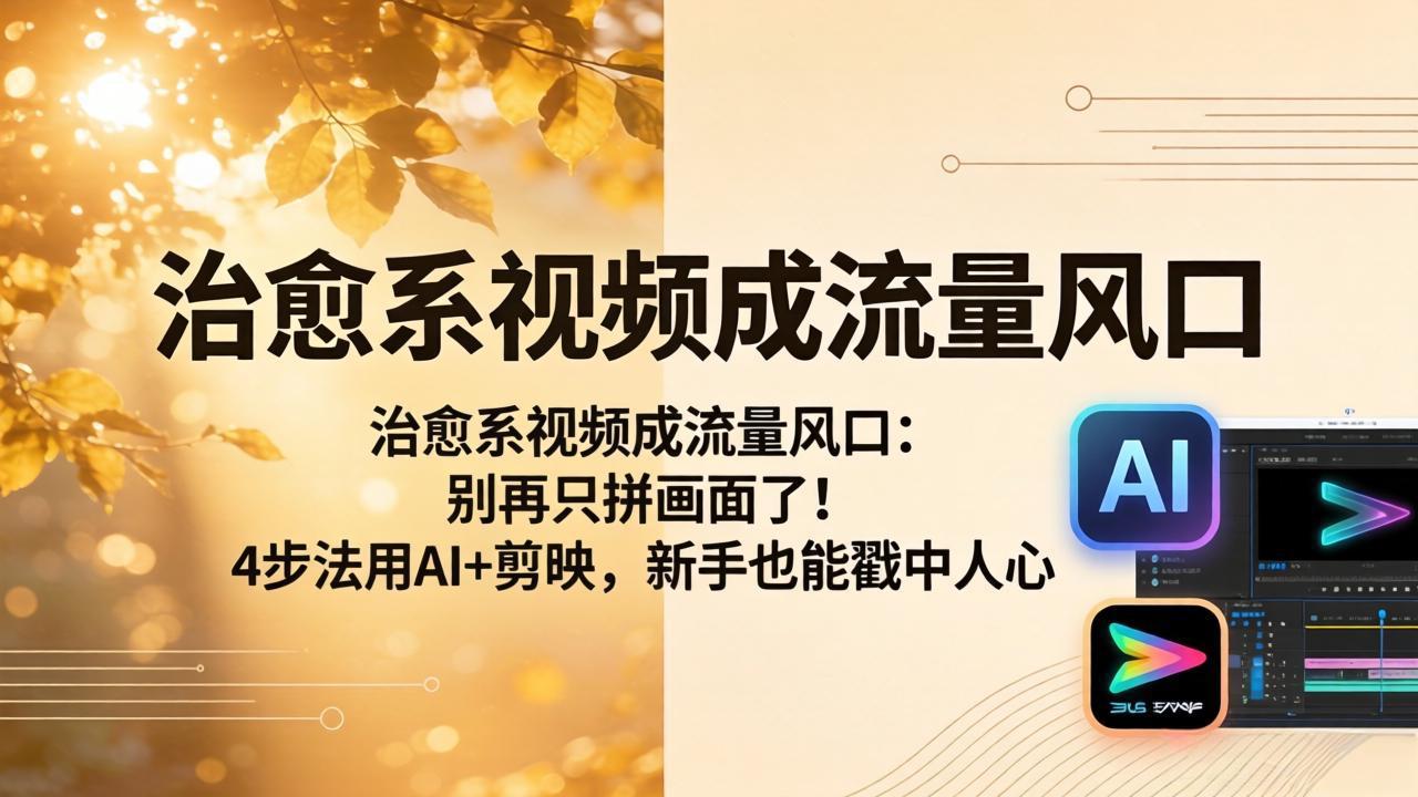 治愈系视频成流量风口：别再只拼画面了！4步法用AI+剪映，新手也能戳中人心-琴书聊项目