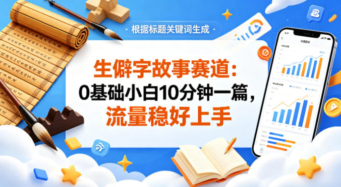 公众号流量主——生僻字故事赛道，流量稳，好上手，0基础小白也能10分钟一篇-琴书聊项目