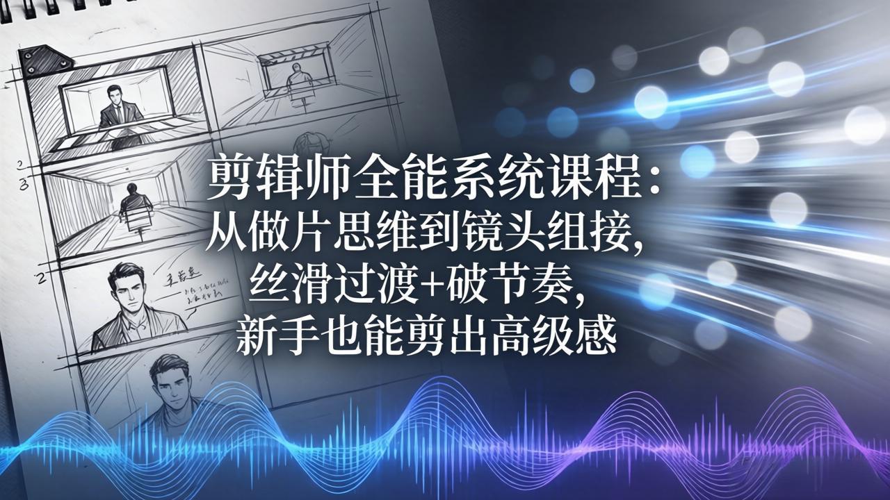 剪辑师全能系统课程：从做片思维到镜头组接，丝滑过渡+破节奏，新手也能剪出高级感-琴书聊项目