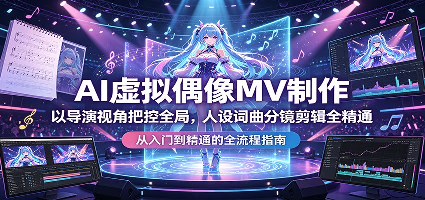 AI虚拟偶像MV制作：以导演视角把控全局，人设词曲分镜剪辑全精通-琴书聊项目