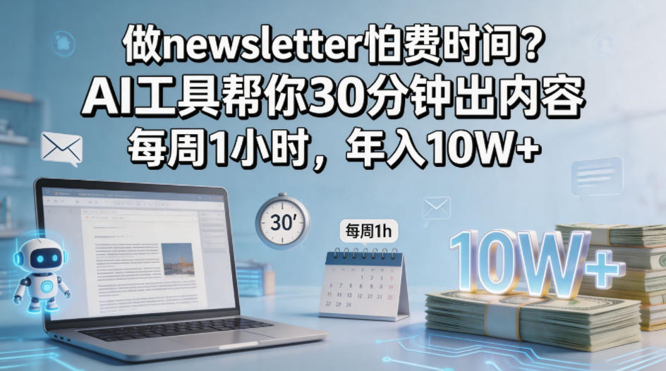 做newsletter怕费时间？AI工具帮你30分钟出内容，每周1小时，年入10W+！【原创双语字幕】-琴书聊项目