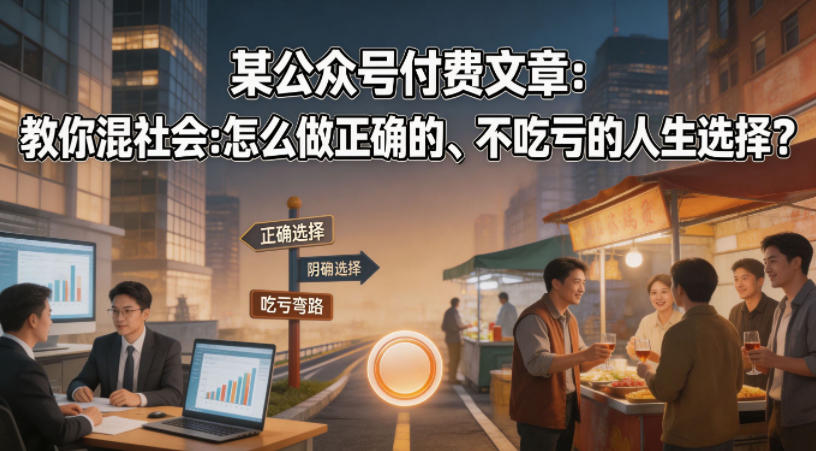 某公众号付费文章：教你混社会：怎么做正确的、不吃亏的人生选择？-琴书聊项目