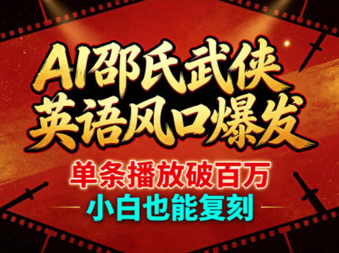 AI邵氏武侠英语风口爆发，单条播放破百万，小白也能复刻-琴书聊项目