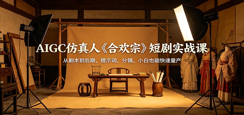 AIGC仿真人《合欢宗》短剧实战课：从剧本到后期，提示词，分镜，小白也能快速量产-琴书聊项目