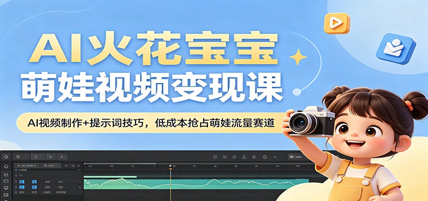 AI火花宝宝萌娃视频变现课：AI视频制作+提示词技巧，低成本抢占萌娃流量赛道-琴书聊项目