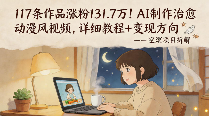 117条作品涨粉131.7W！AI制作治愈动漫风视频，详细教程+变现方向-琴书聊项目