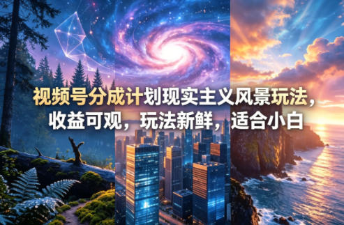 视频号分成计划现实主义风景玩法，收益可观，玩法新鲜，适合小白-琴书聊项目