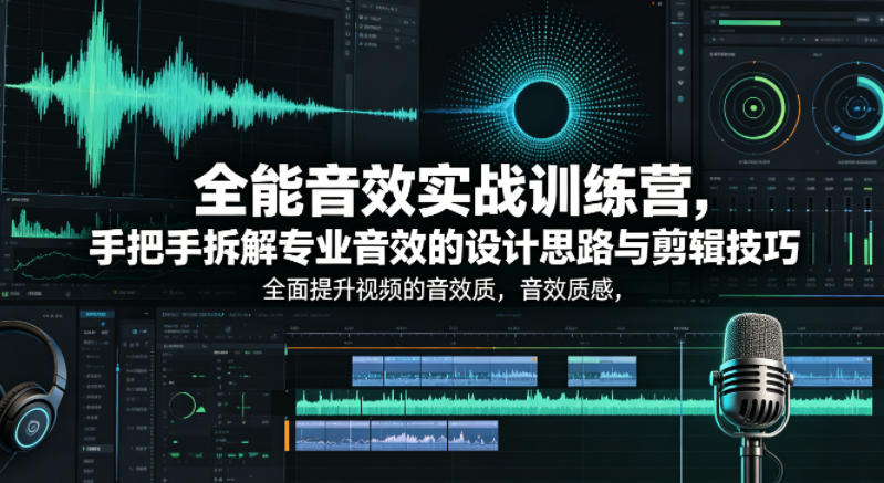 全能音效实战训练营，手把手拆解专业音效的设计思路与剪辑技巧，全面提升视频的音效质感-琴书聊项目