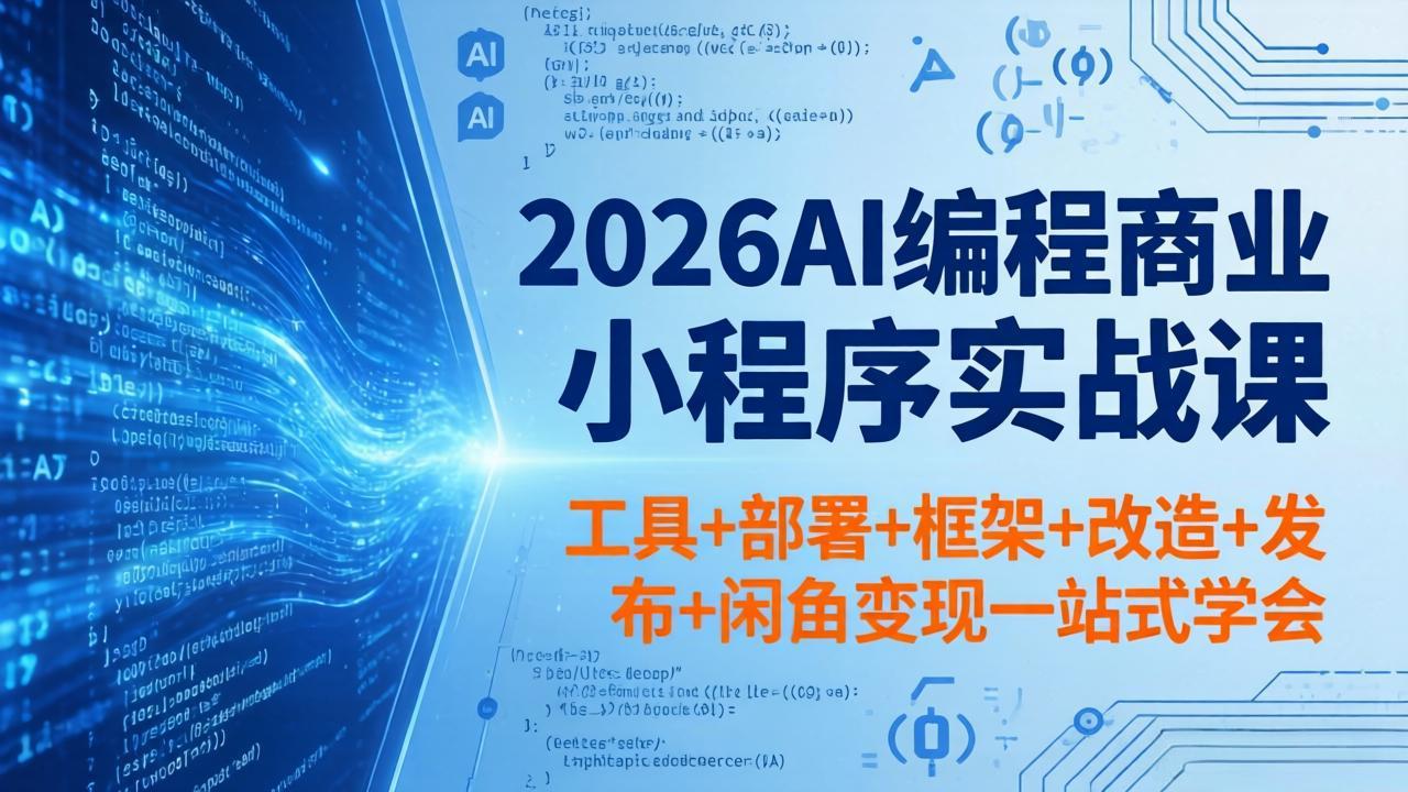 2026AI编程商业小程序实战课，工具+部署+框架+改造+发布+闲鱼变现一站式学会-琴书聊项目