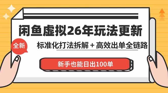 闲鱼虚拟从0到1系统化运营课程：标准化打法拆解 + 高效出单全链路教学，新手也能日出100单-琴书聊项目
