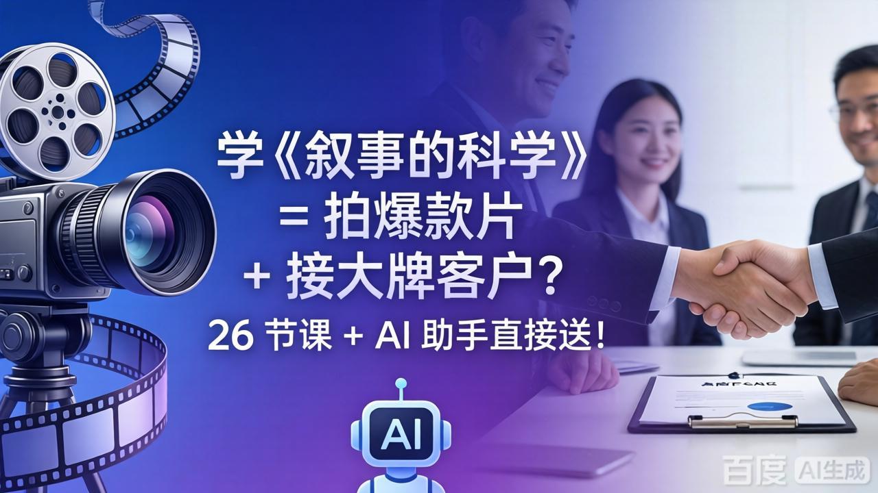 学《叙事的科学》= 拍爆款片 + 接大牌客户？26 节课 + AI 助手直接送！-琴书聊项目