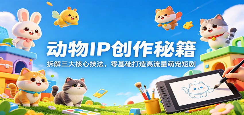 动物IP创作秘籍：拆解三大核心技法，零基础打造高流量萌宠短剧-琴书聊项目