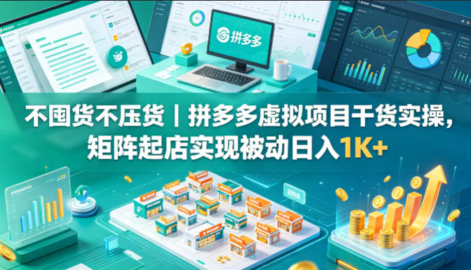 不囤货不压货｜拼多多虚拟项目干货实操，矩阵起店实现被动日入1K+【揭秘】-琴书聊项目