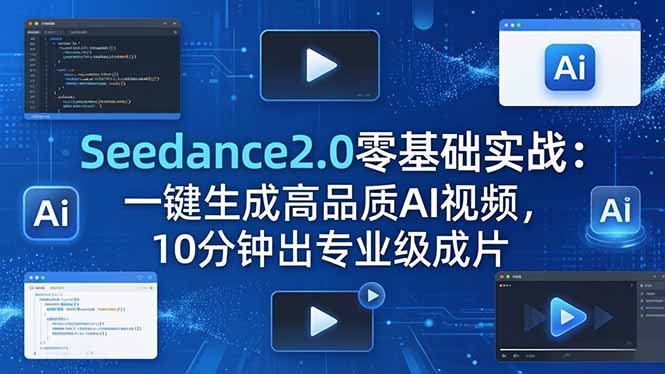 Seedance2.0零基础实战：一键生成高品质AI视频，10分钟出专业级成片-琴书聊项目