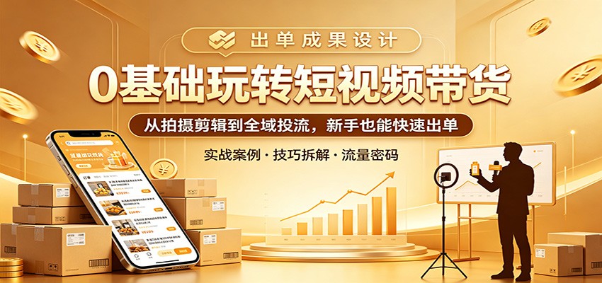0基础玩转短视频带货：从拍摄剪辑到全域投流，新手也能快速出单-琴书聊项目