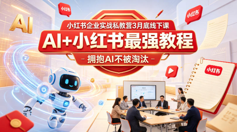 小红书企业实战私教营3月底线下课，AI+小红书最强教程，拥抱AI不被淘汰-琴书聊项目
