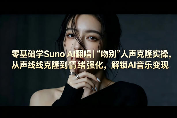 零基础学Suno AI翻唱｜《吻别》人声克隆实操，从声线克隆到情绪强化，解锁AI音乐变现-琴书聊项目