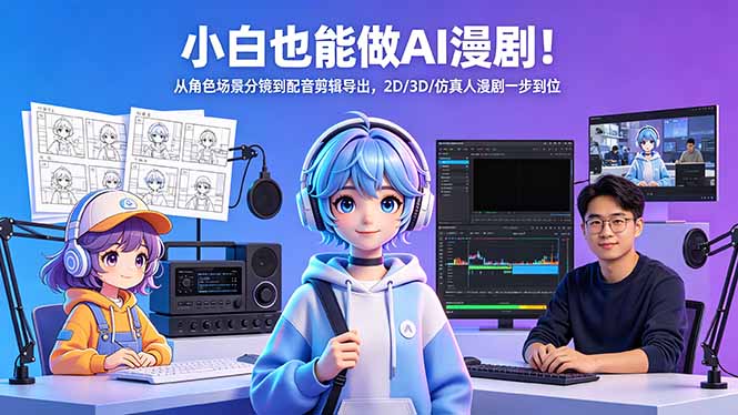 小白也能做AI漫剧！从角色场景分镜到配音剪辑导出，2D/3D/仿真人漫剧一步到位-琴书聊项目