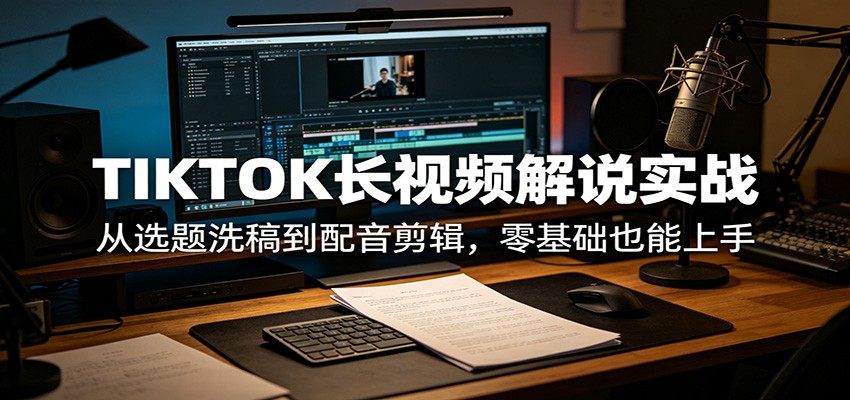 TIKTOK长视频解说实战：从选题洗稿到配音剪辑，零基础也能上手-琴书聊项目