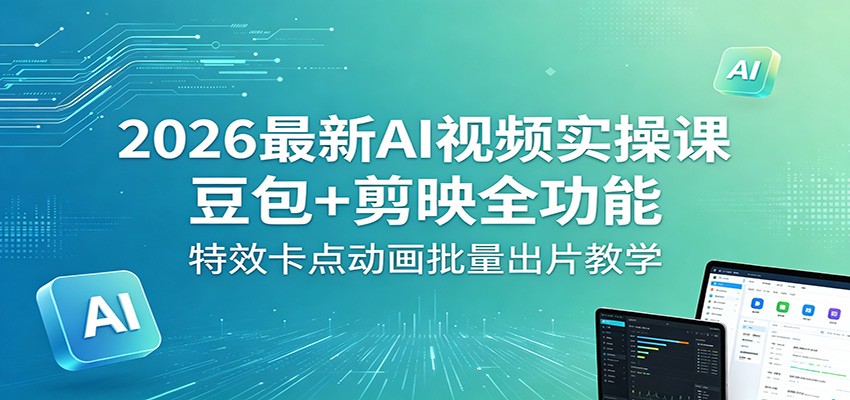 2026最新AI视频实操课：豆包+剪映全功能，特效卡点动画批量出片教学-琴书聊项目