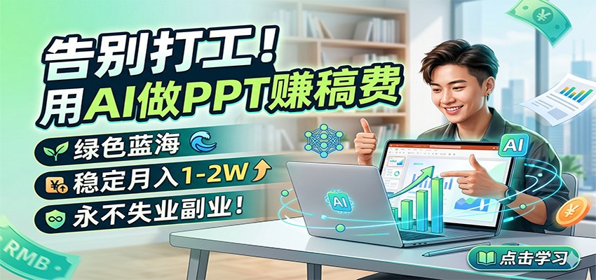 告别打工！用AI做PPT赚稿费，绿色蓝海，稳定月入1-2W，永不失业副业！-琴书聊项目