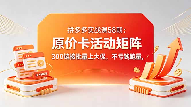 拼多多实战课58期：原价卡活动矩阵，300链接批量上大促，不亏钱跑量-琴书聊项目
