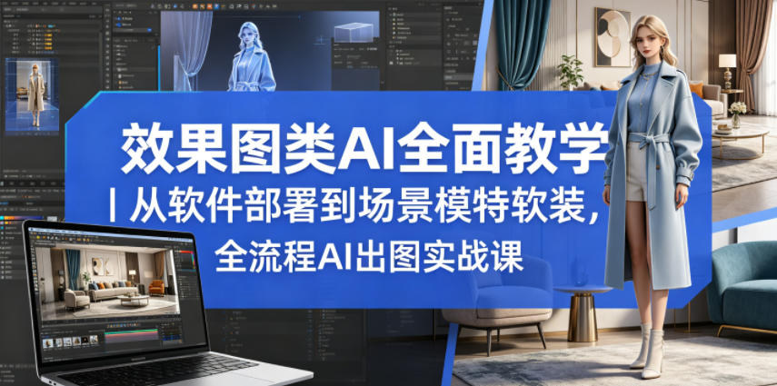 效果图类AI全面教学｜从软件部署到场景模特软装，全流程AI出图实战课-琴书聊项目