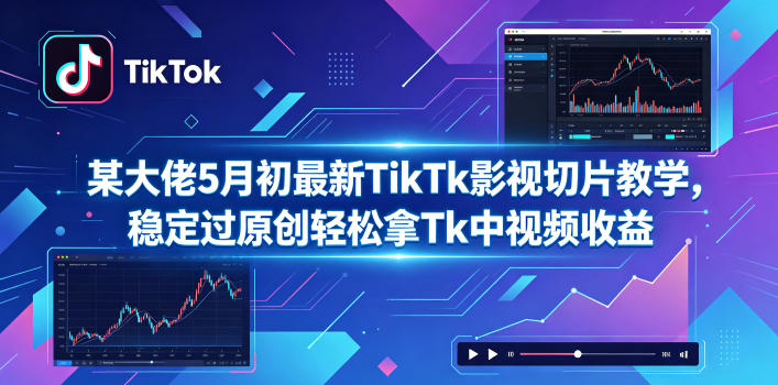 某大佬5月初最新TikTk影视切片教学，稳定过原创轻松拿Tk中视频收益-琴书聊项目