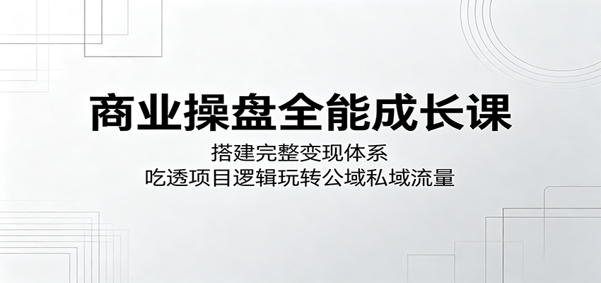 商业操盘全能成长课：搭建完整变现体系，吃透项目逻辑玩转公域私域流量-琴书聊项目