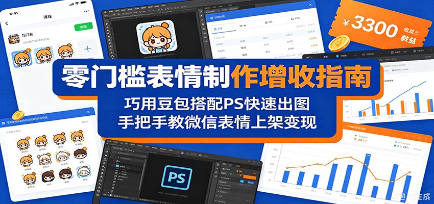 零门槛表情制作增收指南：巧用豆包搭配 PS 快速出图，手把手教微信表情上架变现-琴书聊项目