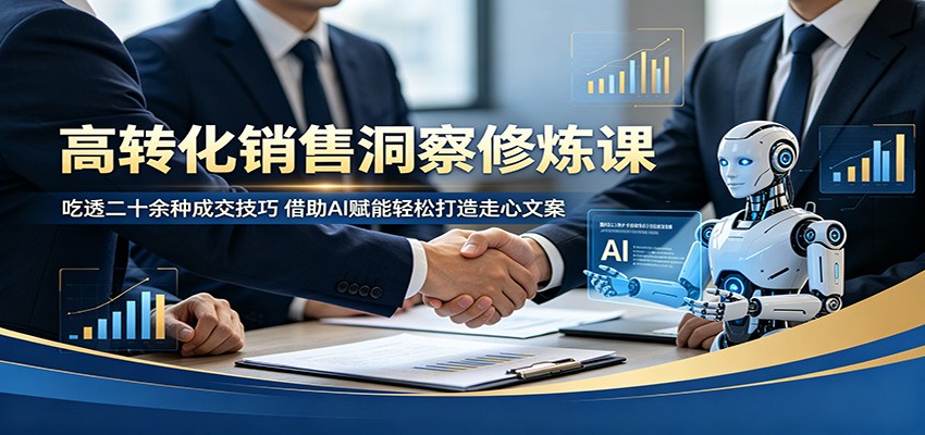 高转化销售洞察修炼课：吃透二十余种成交技巧，借助AI赋能轻松打造走心文案-琴书聊项目