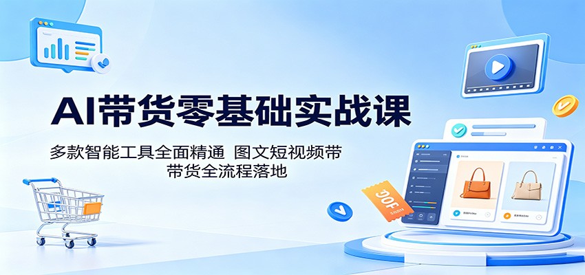 AI带货零基础实战课：多款智能工具全面精通，图文短视频带货全流程落地-琴书聊项目