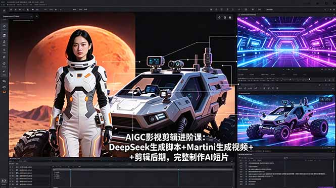 AIGC影视剪辑进阶课：DeepSeek生成脚本+Martini生成视频+剪辑后期，完整制作AI短片-琴书聊项目