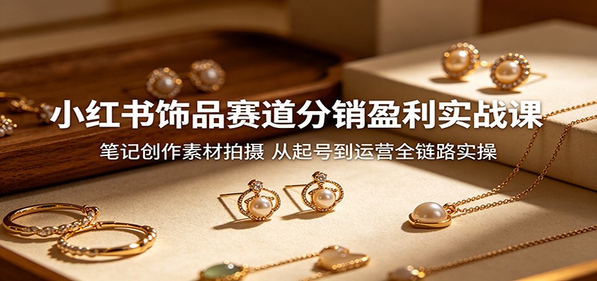 小红书饰品赛道分销盈利实战课：笔记创作素材拍摄，从起号到运营全链路实操-琴书聊项目