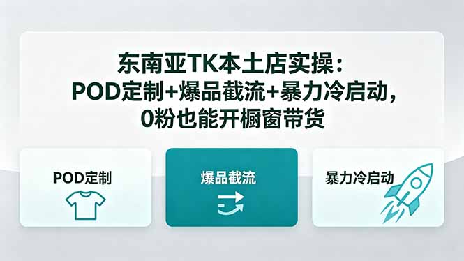 东南亚TK本土店实操-5月更新：POD定制+爆品截流+暴力冷启动，0粉也能开橱窗带货-琴书聊项目