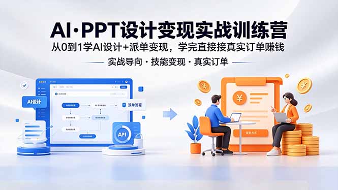 AI·PPT设计变现实战训练营，从0到1学AI设计+派单变现，学完直接接真实订单赚钱-琴书聊项目